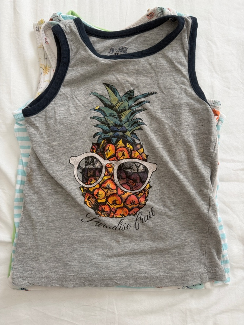 George Grey Tank Top with Colorful Pineapple Graphic - Picture 2 of 7